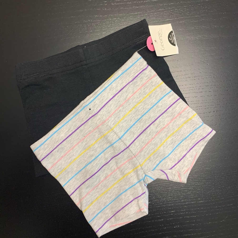 ⭐️2/$8.00⭐️— George 3-6m Black & Colourful Striped Shorts